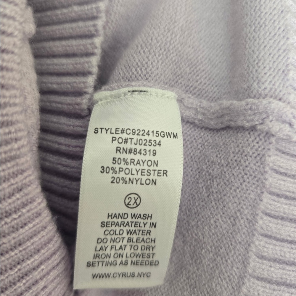 Cyrus Woman’s Lavendar Sweater Size 2X NEW Plus Textured Retail $99 Light - Picture 10 of 11